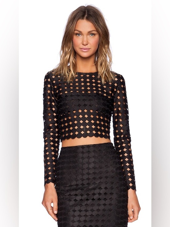 Alexis Other - Alexis Black Geometric Cutout Long-Sleeve Crop Top & Skirt